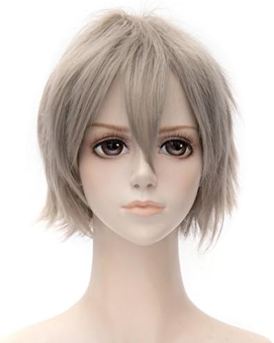 11 '' Short Layered Anime Wig Axis Powers Hetalia Prussia Cosplay Hair Full Wigs Silvery + Wig Cap by CosplayMIX
