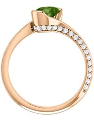 14K Rose Gold 7.00x5.00mm Oval Cut Green Tourmaline and Diamond Ring -- LIFETIME WARRANTY