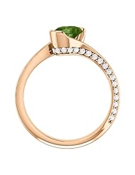 18K Rose Gold 7.00x5.00mm Oval Cut Green Tourmaline and Diamond Ring -- LIFETIME WARRANTY
