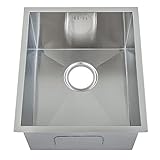 380 x 440 mm Square Undermount Deep Single Bowl Handmade Satin Stainless Steel Kitchen Sink With Was