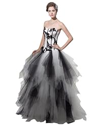 Strapless Sweetheart  Floor Length Spring Fall Satin/Tulle Tiered Applique   Ball Gown Wedding Dress  With Ruffles