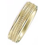 8.0 Millimeters 14Kt Yellow Gold Wedding Ring with Polished Finish and Criss-Cross Design. Flat Comfort Fit Style SV59-406Y8, by Wedding Rings by Oromi