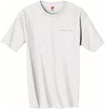 Hanes TAGLESS 6.1 Short Sleeve Tee with Pocket, XL-Ash