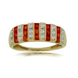 Ruby and Diamond Ring 14K Gold Princess Cut Ruby Band
