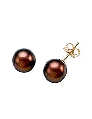 Carlo Viani® South Sea Brown Pearl Earrings in 14 kt Yellow Gold