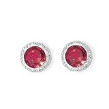 14k White Gold, Diamond & Garnet Large Stud Earrings (8.56ctw)