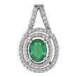 14K White Gold Emerald and Diamond Pendant