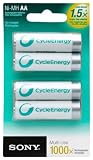 Sony Cycle Energy NHAAB4RN 1000 mAh AA Pre-Charged Batteries (4 Pack)