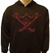 Red Skull And Crossbones Sweatshirt, Liquid Blue Men's Old School Tattoo Hoodie