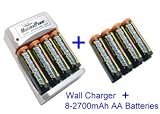 CHARGER + 8AA 2700MAH BATTERIES FOR FUJI Finepix S6000fd S6000 S9100 S1 PRO S2 S20 S3 S3000 S304 S3100 S5000 S5100 S5200 FUJI DS-7 DX-10 DX-5 DX5 DX-7 DX-8 DX-9 MX-1200 MX-1400 MX-1500 MX-500 xia Ix10 xia iX100 FUJI FINEPIX E900 S9000 S9500 S5100 S3 S5000 S1 S2 S20 PRO S3000 S304 S5500 S602Z S7000