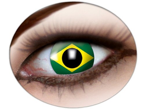 Rey Loco Länder Länderflaggen WM EM Fanartikel Kontaktlinsen Fun Linsen Fussball, Land wählen:Brasilien m925