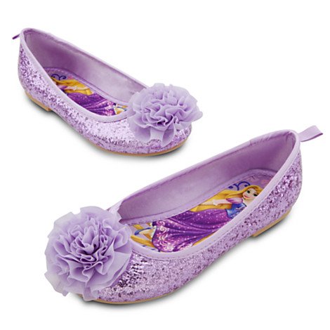 Disney Store Princess Rapunzel Ballet Flats Size 12: Purple Glitter Costume Shoes/Slippers-image
