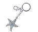 Aqua79 Clear Starfish Keychain - Silver 3D Sparkling Charm Rhinestones Fashionable Stylish Metal Alloy Durable Keyring Bling Crystal Jewelry Accessory With Clasp For Keychain, Purse, Backpack, Handbag