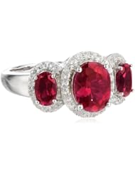 Sterling Silver and Created White Sapphire Ring, Size 7