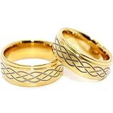 Blue Chip Unlimited - Matching 9mm Golden Celtic Criss Cross Tungsten Rings His & Hers Ring Set Wedding Bands Engagement Rings (Available in Whole & Half Sizes 5-17) Blue Chip Unlimited - Matching 9mm Golden Celtic Criss Cross Tungsten Rings His & Hers Ring Set Wedding Bands Engagement Rings (Available in Whole & Half Sizes 5-17)