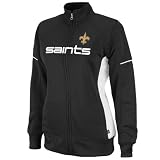NFL Women's New Orleans Saints Counter Long Sleeve Mockneck Full-Zip Track Jacket (Black/White, Large)