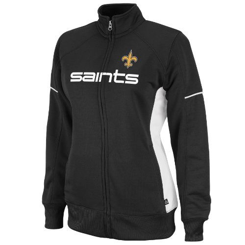 NFL Women's New Orleans Saints Counter Long Sleeve Mockneck Full-Zip Track Jacket (Black/White, Large)