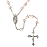 Simulated Freshwater Pink Pearl SilverTone Rosary
