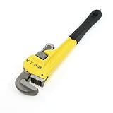 uxcell パイプレンチ　ブラックハンドル　金属　調節可能　25cm長