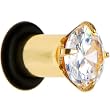 4 Gauge Cz Gold Electro Titanium Tunnel Plug