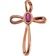 14K Rose Gold Rhodolite Garnet Cross Pendant