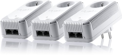 devolo 9137 - Pack de 3 adaptateurs CPL (dLAN 500 duo+ Network Kit) : 2 ports Fast Ethernet / Prise gigogne intégrée
