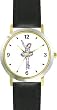 Blue Ballerina - Ballet Dancer No.1 - WATCHBUDDY&reg; DELUXE TWO-TONE THEME WATCH - Arabic Numbers - Black Leather Strap-Size-Large ( Men's Size or Jumbo Women's Size )