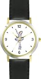 Blue Ballerina - Ballet Dancer No.1 - WATCHBUDDY® DELUXE TWO-TONE THEME WATCH - Arabic Numbers - Black Leather Strap-Children's Size-Small ( Boy's Size & Girl's Size )