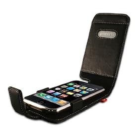 Apple 3G iPhone Alu - Leather Flip Case (Black)