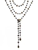 Image of Necklace - N313 - Lariat Style - Glass Beads ~ Jet & Blk Diamond (Black) - 60