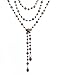 Necklace - N313 - Lariat Style - Glass Beads ~ Jet & Blk Diamond (Black & Grey) 60