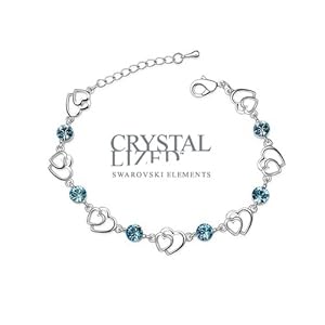 Blue Pearls - Blue Heart Swarovski Element Crystal Bracelet CRY A121 G