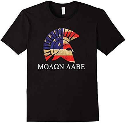 Men's Molon Labe Shirt - American Flag Spartan Helmet Greek - Come XL Black
