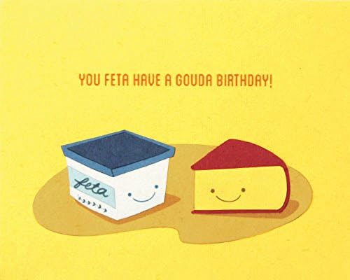 Fair Trade Food Funny Greeting Card - FETA HAVE A GOUDA - PACK OF 3 - Recycled + Handsigned by Maker