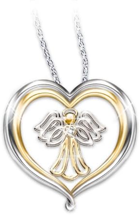 My Dear Granddaughter Heart-Shaped Angel Pendant Necklace For Granddaughter by The Bradford Exchange