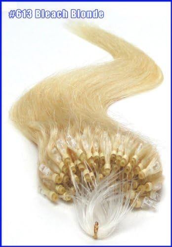 New 18" 20" 22" 100s Straight 11 Colors Micro Loop Ring 100% Remy Human Hair Extensions 50gr 0.5g/strand for Women Beauty Hot Sale (18inch   45cm   50g, #613 bleach blonde)