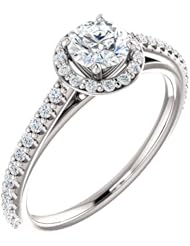 18K White Gold Round Cut Diamond Halo-Style Ring -- LIFETIME WARRANTY