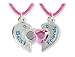 Best Friends Forever Twin Pendants in Keepsake Boxes Pink Heart Girls Necklace