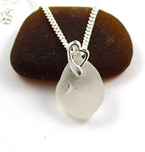 3/4 inch Sea Glass and Silver Heart Pendant Necklace. This is a one-of-a-kind necklace! LEIA