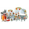 Domestic 921388 Kombiservice 72-teilig Papavero 30-teilig, dazu je 6 Eierbecher, Kaffeebecher, Longdrinkgl�ser und 24 Besteckteile