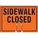 Accuform Signs FBC737 Plastic Traffic Cone Top Warning Sign, Legend "SIDEWALK CLOSED", 10" Width x 14" Length x 0.060" Thickness, Black on Orange