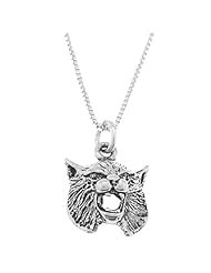 Sterling Silver One Sided Bobcat Head Necklace