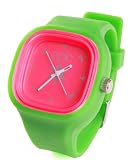 Epic Timepieces: The Catalyst- Hot Pink on Forest Green (Includes Additional White Band)