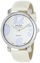 Golden Classic Women's 2265-White "Banded Luxury" Classic Silver Bezel Leather Band Watch