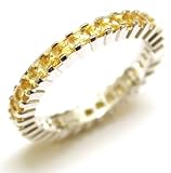 Full Circle Eternity Anniversary Band, Prong Set Princess Shape Yellow Sapphire, 18k White Gold, Ring Size 6.25 (T.w 2.50)