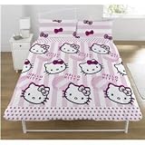 HELLO KITTY CANDY STRIPE DOUBLE DUVET SET QUILT COVER
