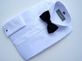 Mens White Standard Collar Dinner Shirt and Black Bow Tie Set