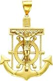14K Two Tone Gold Mariners Cross Pendant Charm New