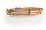 18K Rose Gold Multi-Strand, Hand-Woven Mesh Bracelet, Designed With Five Bar-Shaped White-Gold Stations, Enhanced With Pave Set Diamonds. ( GH-Color, SI-Clarity; c.t.tw.0.40 CT ).
