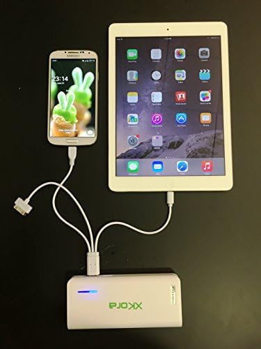 XKORA 10000mAh (2.1 Amp/1Amp Output) Dual USB Power Bank External Battery Charger for iPhone 6, 6 Plus, 5s, 5c, 4s, 4, iPods, iPads, Samsung Galaxy Note 3, Note 4, Galaxy S5, S4, S3, LG G3, Nexus, HTC One M8, Gopro Camera, GPS and More Other USB-charged Devices (White)